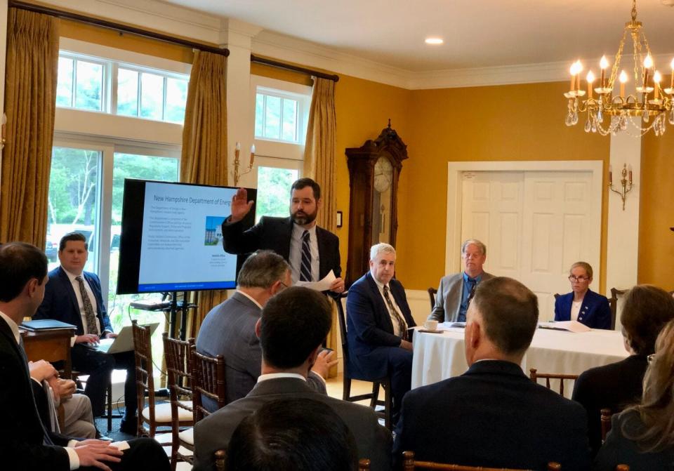 Jared Chicoine, commissioner of the New Hampshire Department of Energy, presented to the Executive Council at the Bridges House.