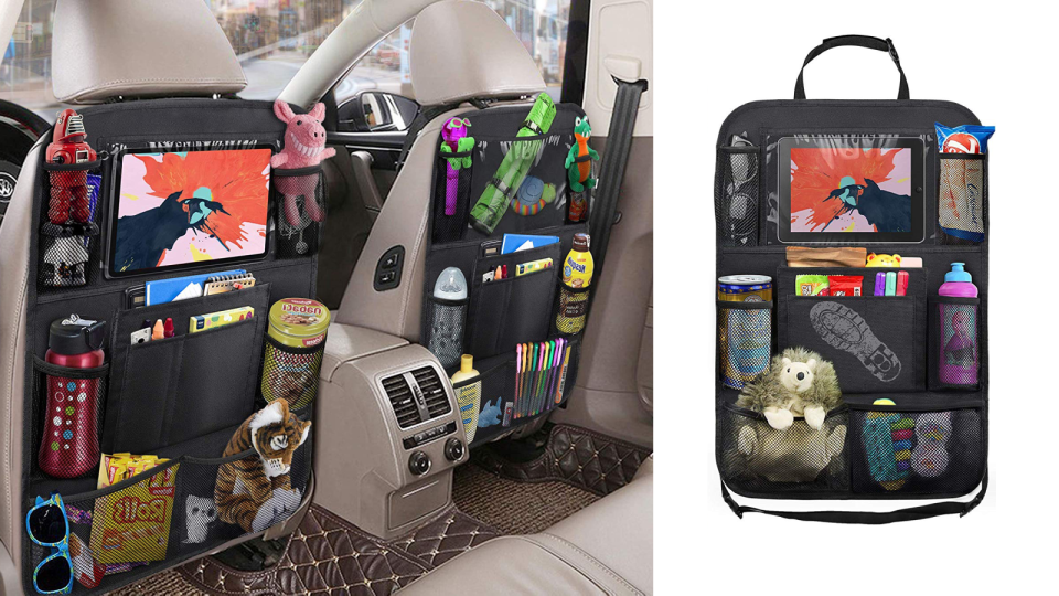 It can be adjusted to fit any size or style of car seat.