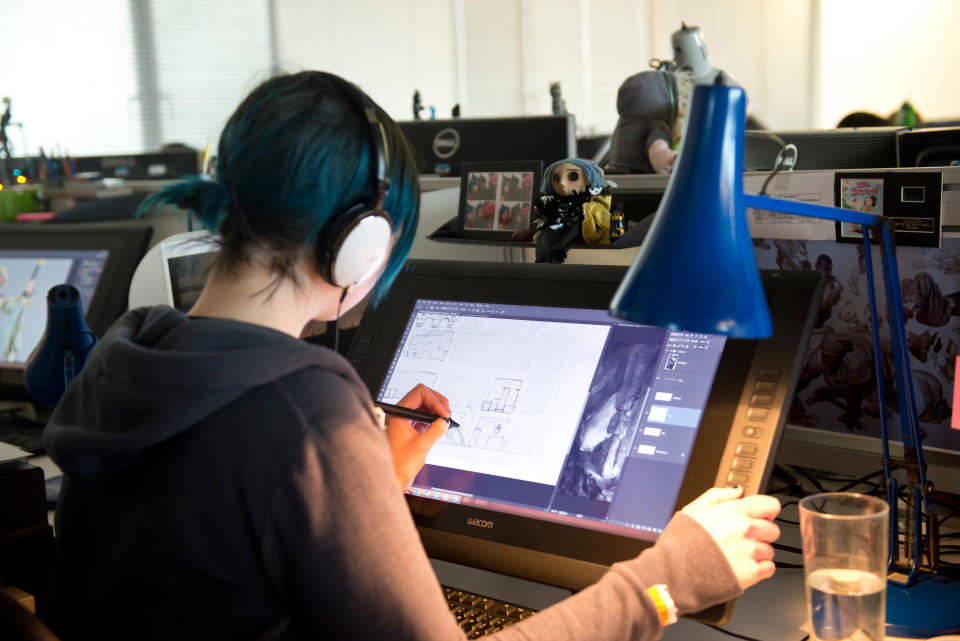 Designers working at the Guildford office of British video game developer Lionhead Studios, on January 16, 2015. (Photo: Will Ireland/Edge Magazine via Getty Images))