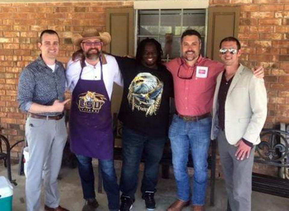 Boudreaux and Jones with friends on Family Day. (Courtesy Jason Boudreaux)