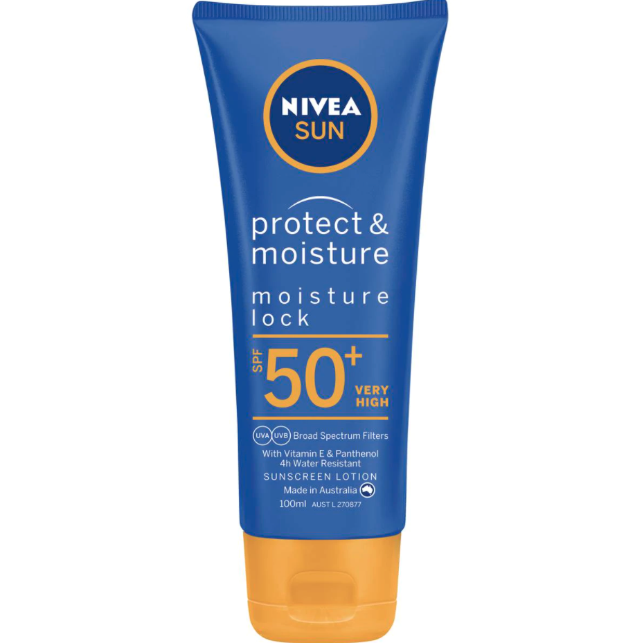 Nivea Sunscreen Moisturiser Lotion Spf50+ & Vitamin E, is $11 for 100ml. 