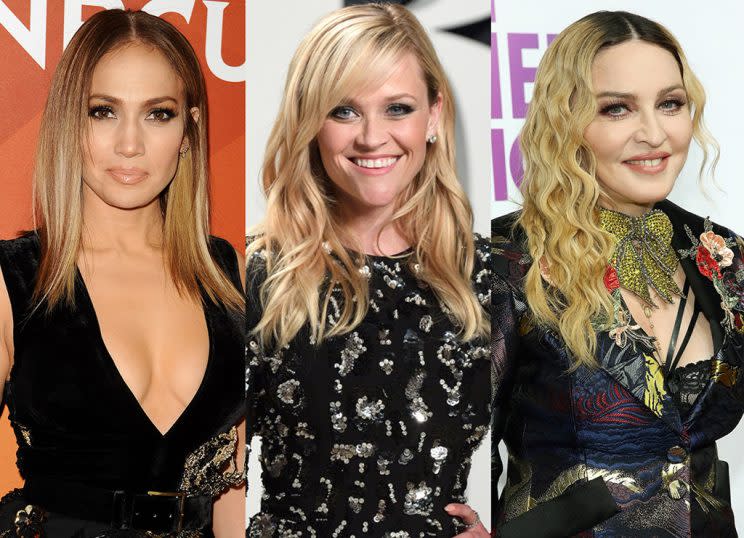 Jennifer Lopez, Reese Witherspoon, Madonna celebrated their larger-than-life images on the Empire State Building. (Photo: Getty Images)