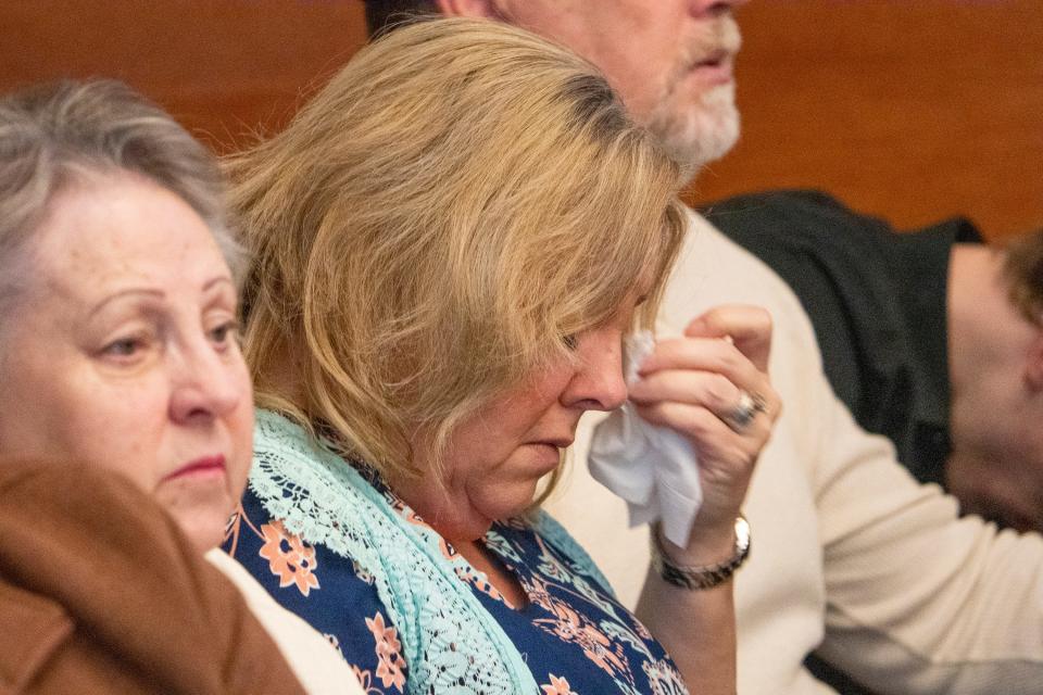 Friends and family of Former Franklin County Sheriff's deputy Jason Meade are moved to tears as he testifies in court. Meade is on trial in Franklin County Common Pleas Court for murder and reckless homicide in connection with the shooting death of Goodson on Dec. 4, 2020.