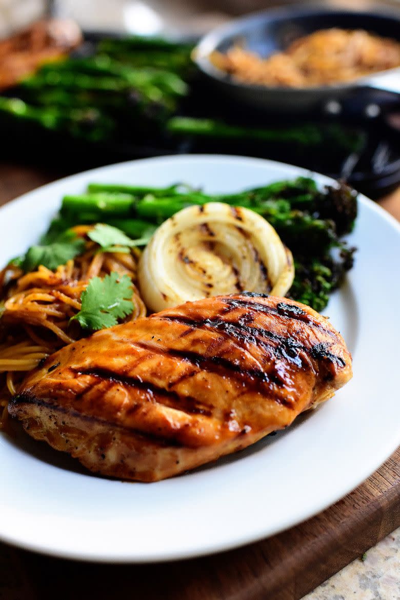 Grilled Peanut Chicken and Broccolini