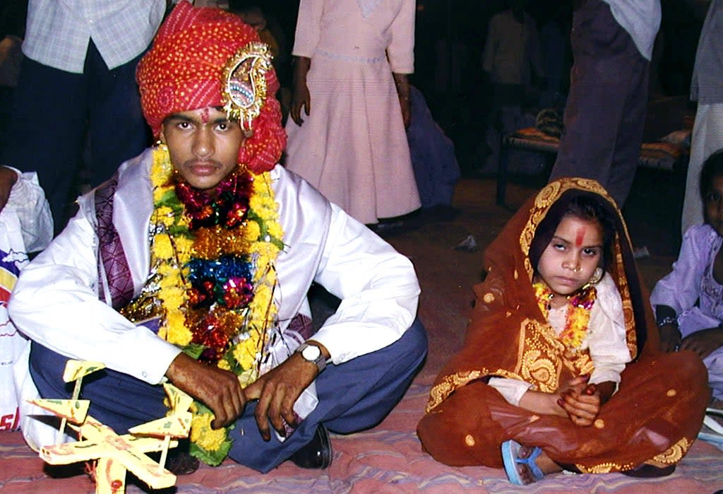 File: India saw a 50% rise in child marriages in 2020, according to the country’s national crime data (AFP via Getty Images)