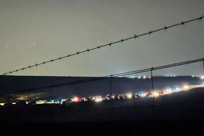 A stream of cars at Burbage Edge just outside Sheffield on Saturday (May 11) night