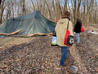 Point-in-Time survey volunteers counted homeless individuals in the area. They also provided care packs.