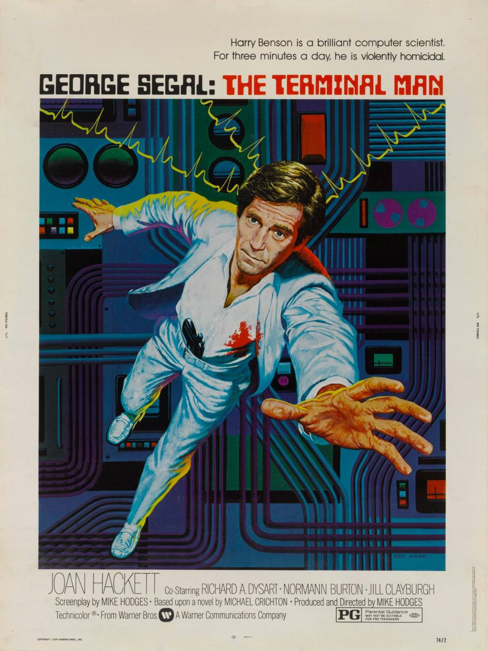 A poster for Mike Hodges' science fiction film The Terminal Man - Movie Poster Image Art/Getty Images