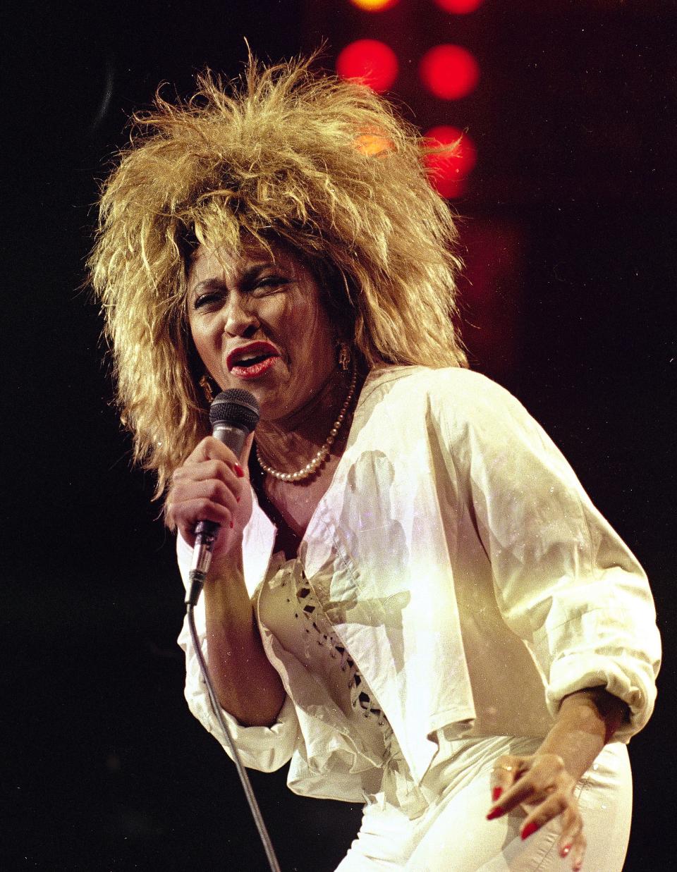 Tina Turner performs at New York's Madison Square Garden on Aug. 1, 1985.  