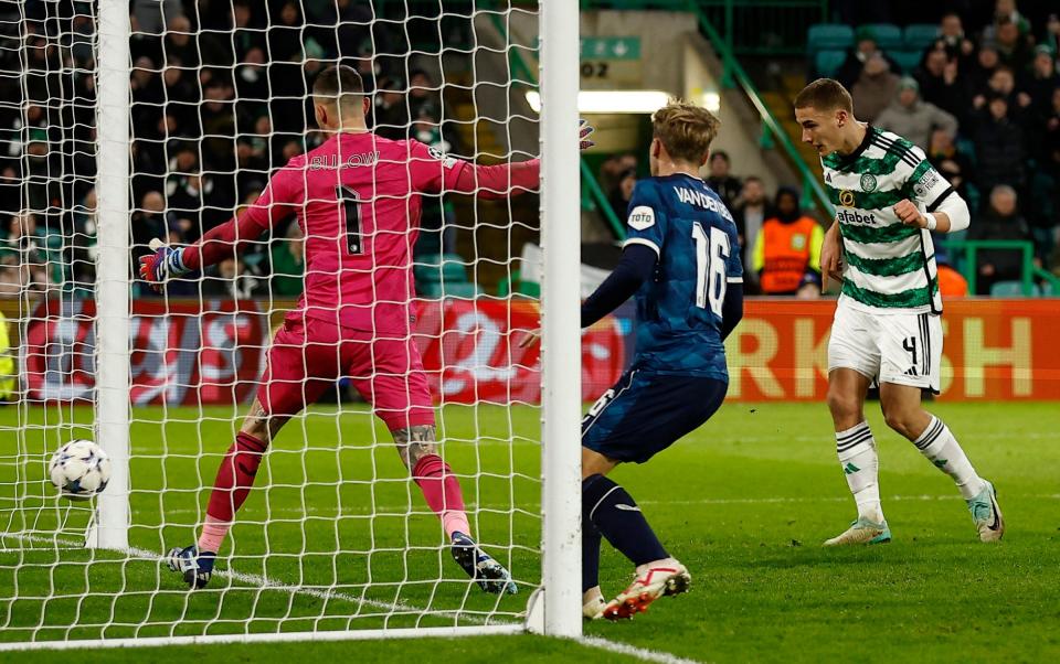 Celtic's Gustaf Lagerbielke scores their second goal