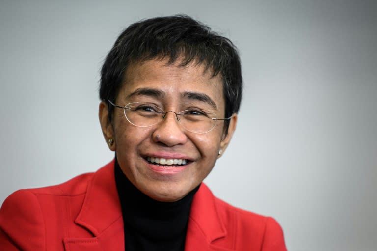 Maria Ressa won the Nobel Peace Prize in 2021 together with Russian journalist Dmitri Muratov (AFP/Fabrice COFFRINI)