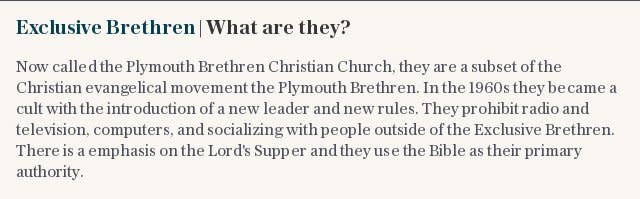 Exclusive Brethren | What are they?