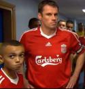 <p>The Liverpool defender is pictured here with Reds legend Jamie Carragher. </p>