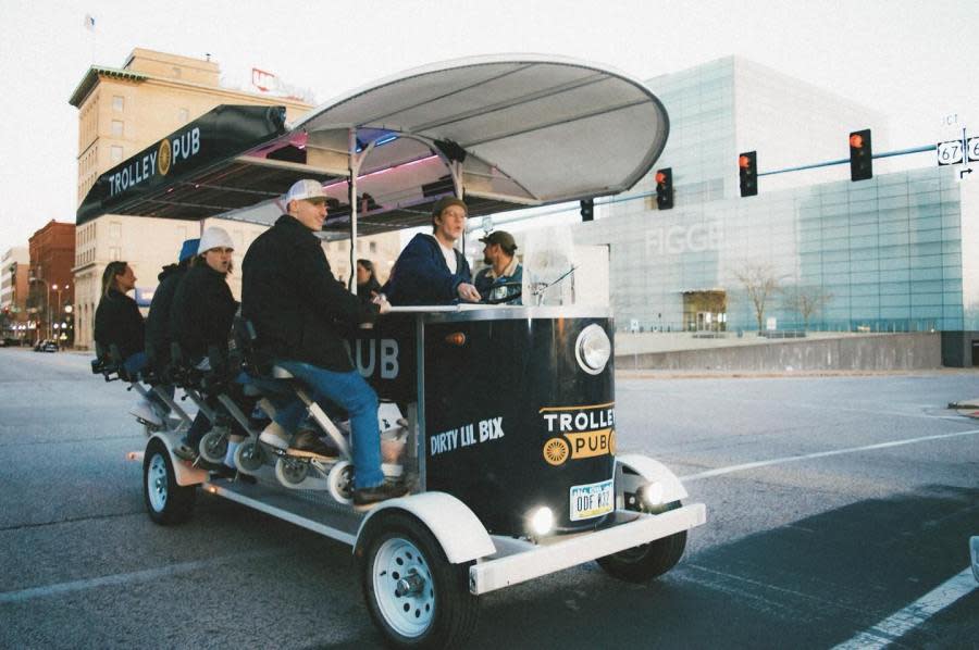 Trolley Pub (which can accommodate up to 14 people) seen near the Figge Art Museum in downtown Davenport.