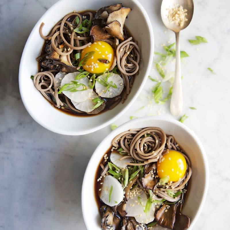 Soba and Maitake Mushrooms in Soy Broth