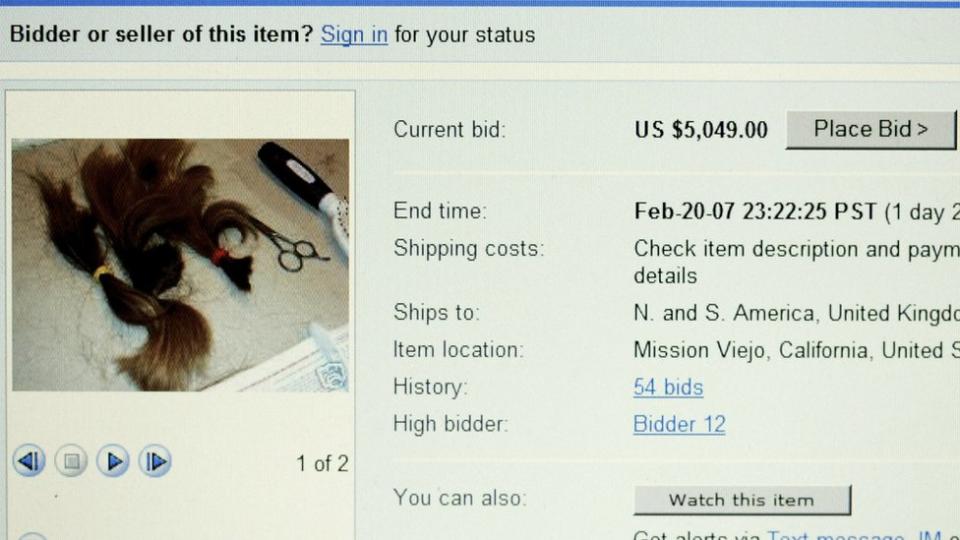 Britney's shaved hair cutting for sale on eBay