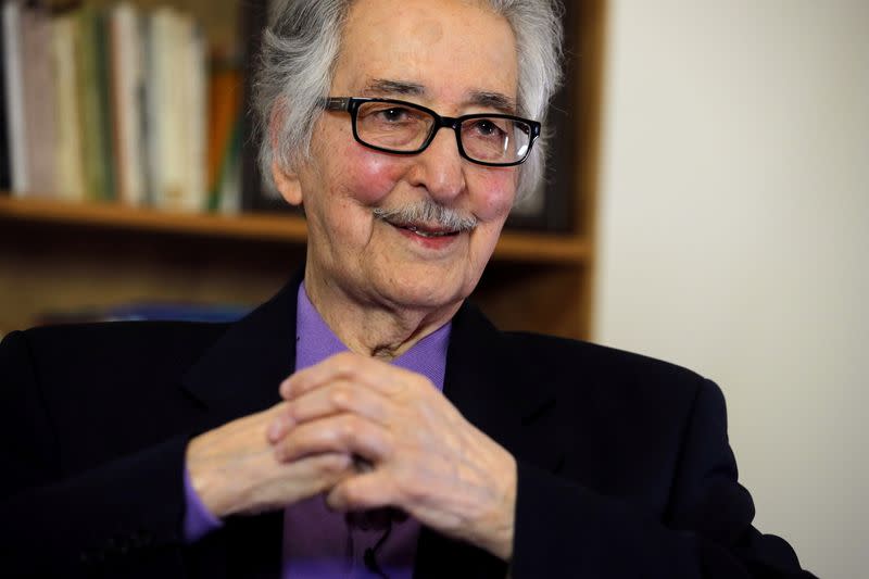 FILE PHOTO: Former Iranian President Abolhassan Bani-Sadr attends an interview with Reuters in Versailles, near Paris