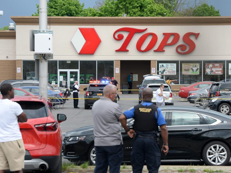 Buffalo Police on scene at a Tops Friendly Market on May 14, 2022 in Buffalo, New York.