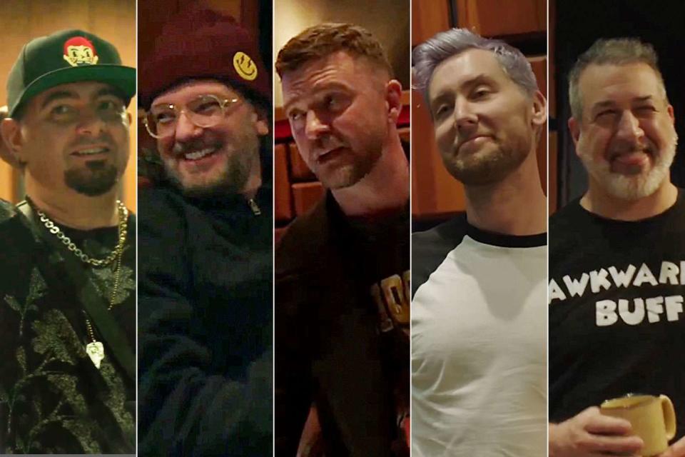 <p>justin Timberlake/instagram</p> Chris Kirkpatrick, JC Chasez, Justin Timberlake, Lance Bass and Joey Fatone of *NSYNC in the studio