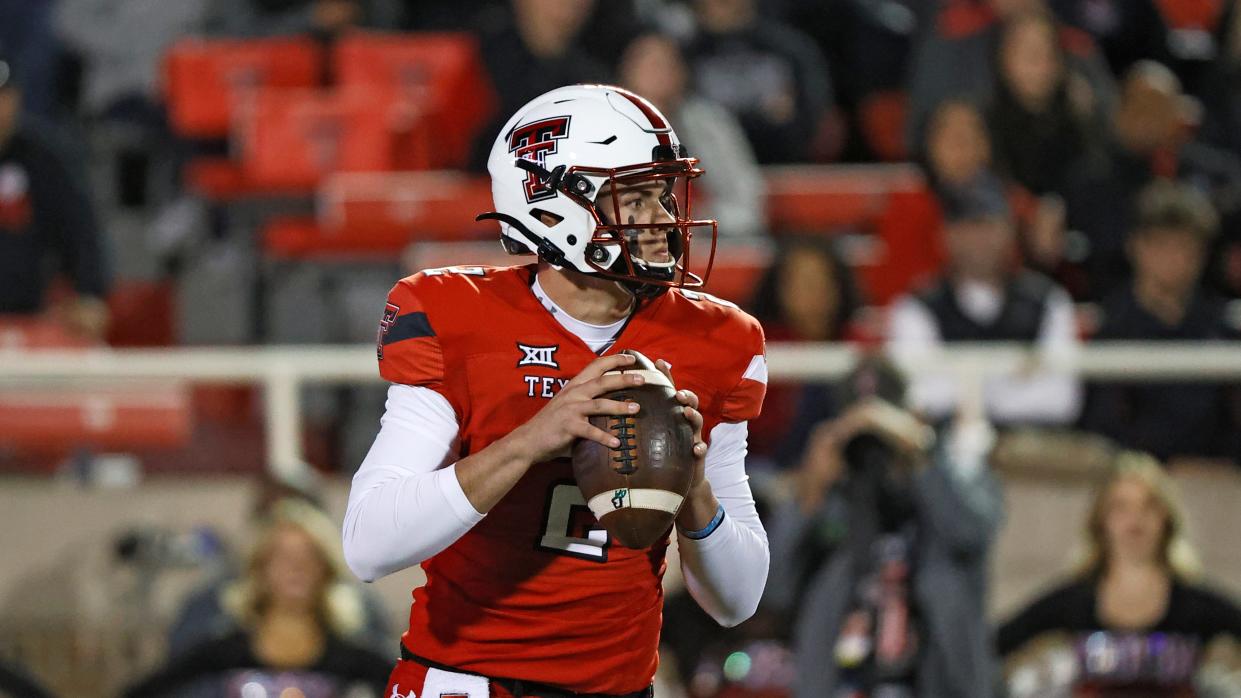 Texas Tech's Behren Morton (2) passes the ball during the second half against Oklahoma State on Saturday in Lubbock. The Eastland grad and the Red Raiders will play against Abilene High grad Abram Smith and the Baylor Bears on Saturday in Waco.