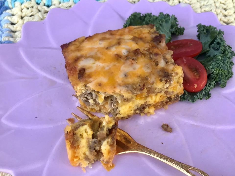 Egg casserole is on the menu for the free meal in Jeromesville on Thursday.