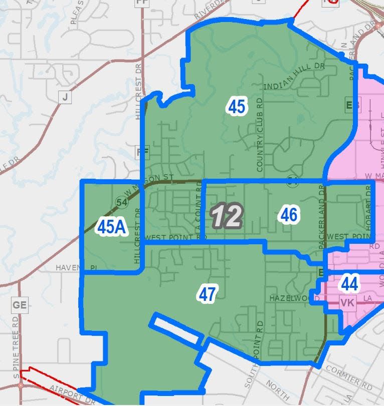 Green Bay Ward 45 would be split in two wards, Wards 45 and 45A, under new ward maps the city of Green Bay has proposed. The new maps would align city voting wards with the new Wisconsin Assembly and Senate electoral maps enacted in February.