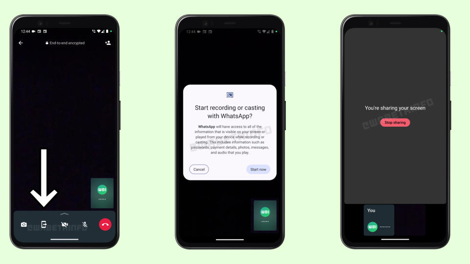 WhatsApp's screen sharing on Android