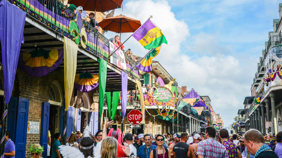 Bourbon street during Mardi Gras in New Orleans
