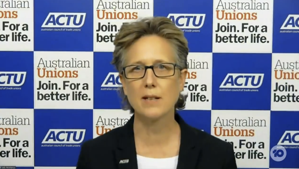 Waleed questioned Australian Council of Trade Unions Secretary Sally McManus whether there was a deeper problem with the construction industry. Photo: Ten