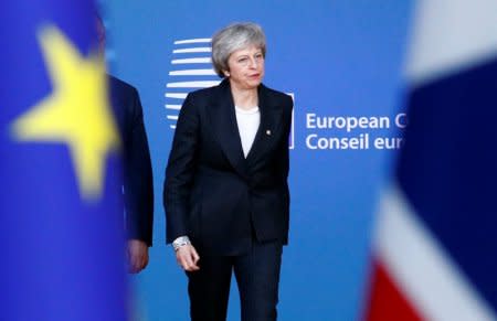 British Prime Minister Theresa May arrives at a European Union leaders summit in Brussels, Belgium December 13, 2018. REUTERS/Francois Lenoir