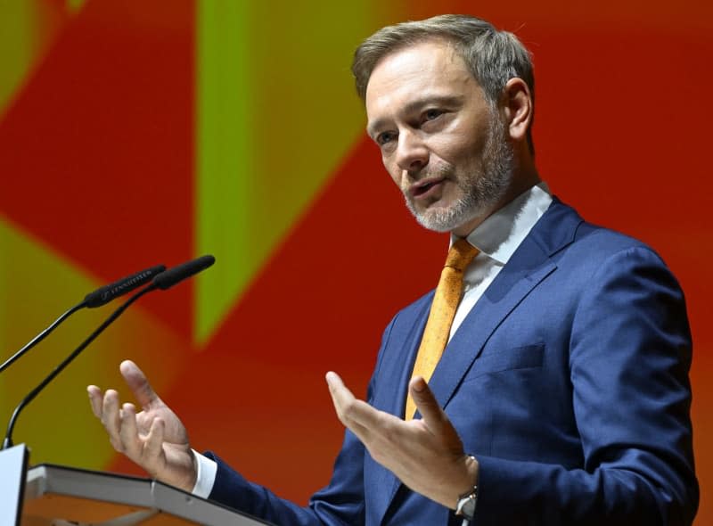 Christian Lindner, Germany's Minister of Finance, speaks at the Real Estate Industry Day. Jens Kalaene/dpa