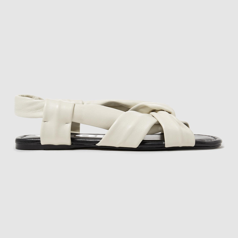 Bimba y Lola Flat White Leather Strap Sandals, £118