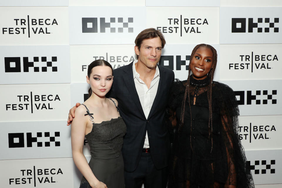 Dove Cameron, Ashton Kutcher, and Issa Rae at the Tribeca Film Festival premiere of “Vengeance” - Credit: Marion Curtis / StarPix for Focus Features