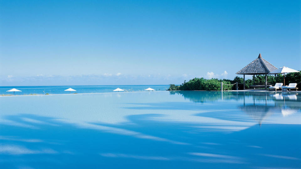 Der Infinitypool des Luxusresorts Parrot Cay