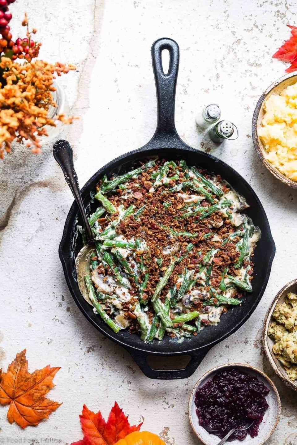 <strong>Get the </strong><a href="https://www.foodfaithfitness.com/low-carb-keto-green-bean-casserole/"><strong>Low-Carb Keto Green Bean Casserole recipe</strong></a><strong> from Food Faith Fitness</strong>