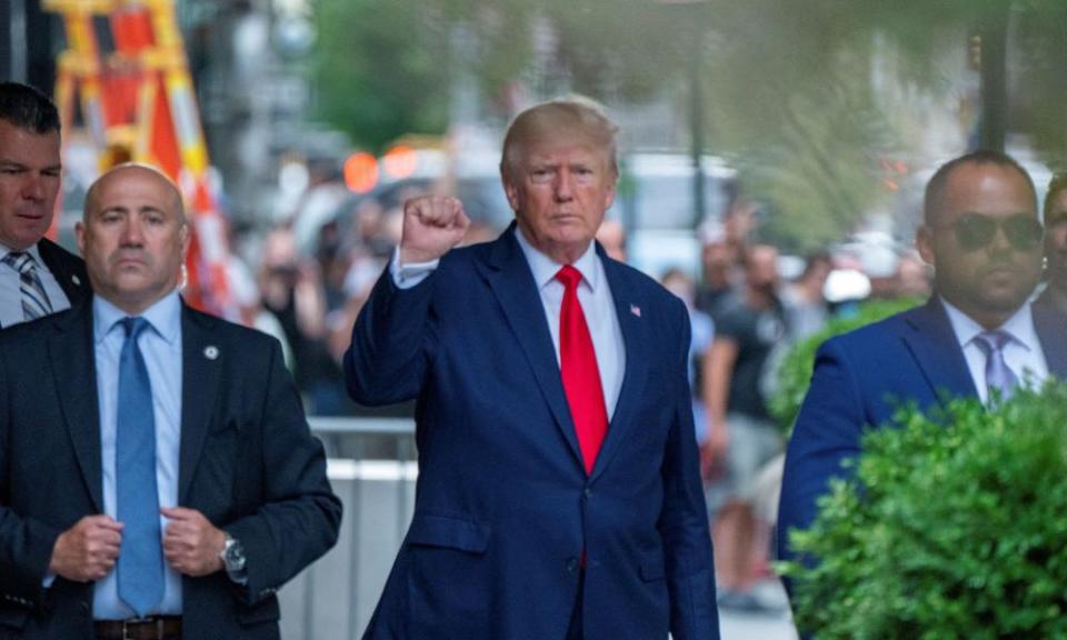 Donald Trump departs Trump Tower in New York City two days after FBI agents searched Mar-a-Lago.