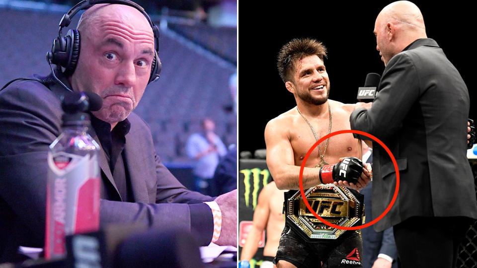 Joe Rogan was called out for shaking hands with fighters at UFC 249.