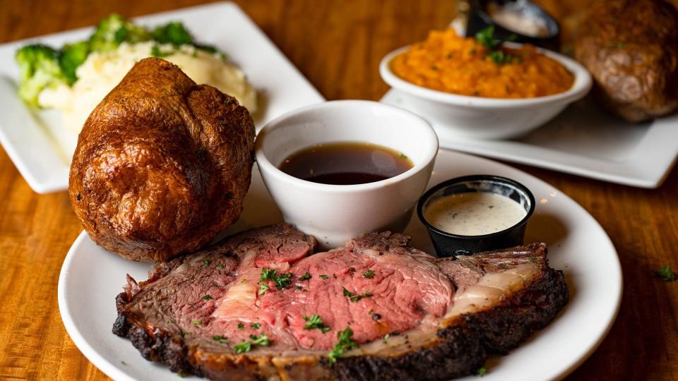 The prime rib entrée at Fireside Classic American Grille.