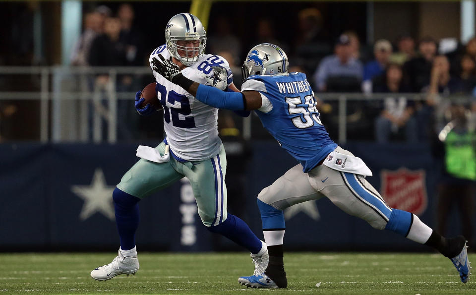 Jason Witten walked away from the Cowboys as the franchise's all-time leader in receiving yards and receptions. (Getty Images) 