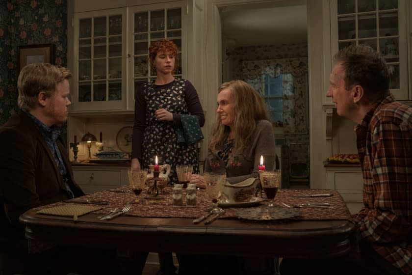 Jesse Plemons, Jessie Buckley, Toni Collette and David Thewlis in the movie "I'm Thinking of Ending Things."