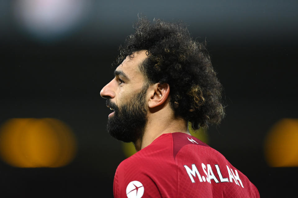 <a class="link " href="https://sports.yahoo.com/soccer/players/3862743" data-ylk="slk:Mohamed Salah;elm:context_link;itc:0">Mohamed Salah</a> of Liverpool (Photo by Michael Regan/Getty Images)