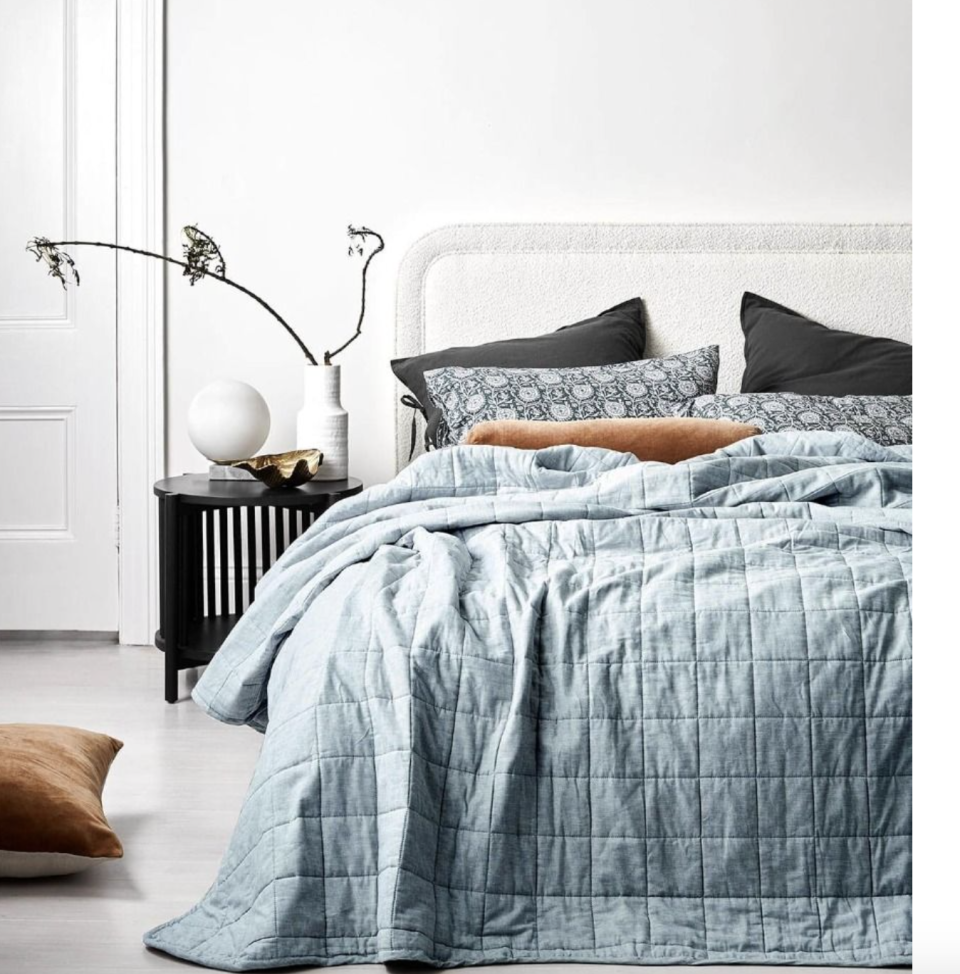 Chambray Coverlet in Bluestone