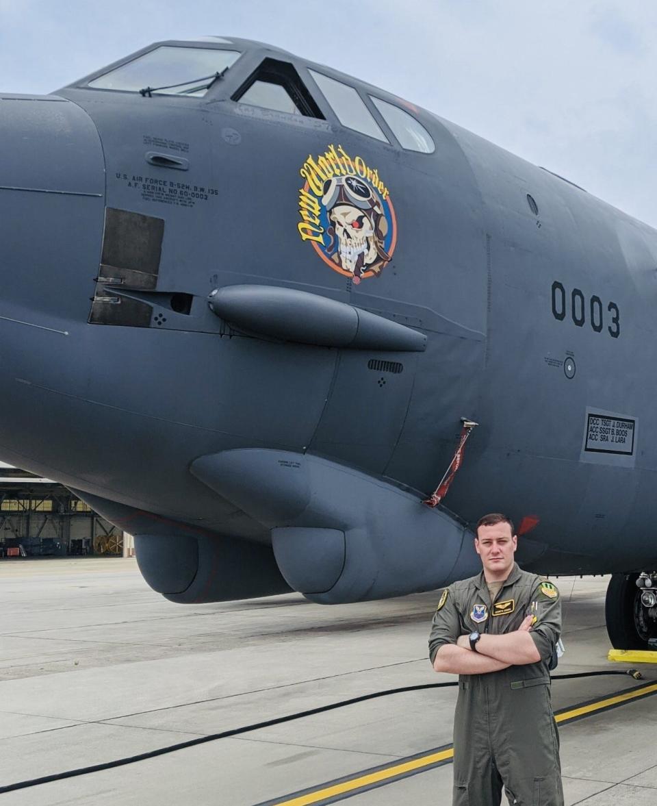 U.S. Air Force Capt. Kenneth Ansbrom was navigator for the B-52 bomber crew selected to honor Sweden’s confirmation as NATO’s 32nd member.