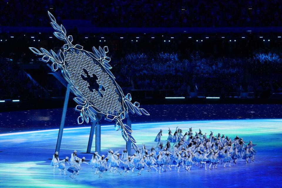 Entertainers perform during the opening ceremony of the 2022 Winter Olympics, Friday, Feb. 4, 2022, in Beijing. (AP Photo/Bernat Armangue)