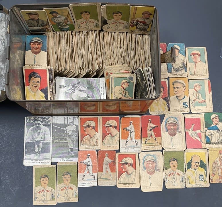 Hundreds of vintage and rare baseball cards, including 20 Babe Ruth cards, will soon head to market after they were found in a Northern California home. (Auction Monthly)