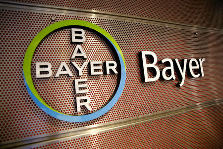 FILE PHOTO: Logo of Bayer AG is pictured at the annual results news conference of the German drugmaker in Leverkusen, Germany February 27, 2019. REUTERS/Wolfgang Rattay