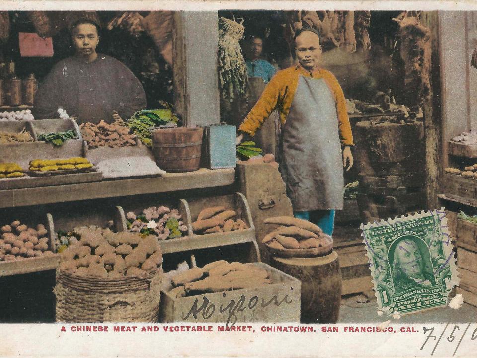 Chinese meat and vegetable market in SF's Chinatown