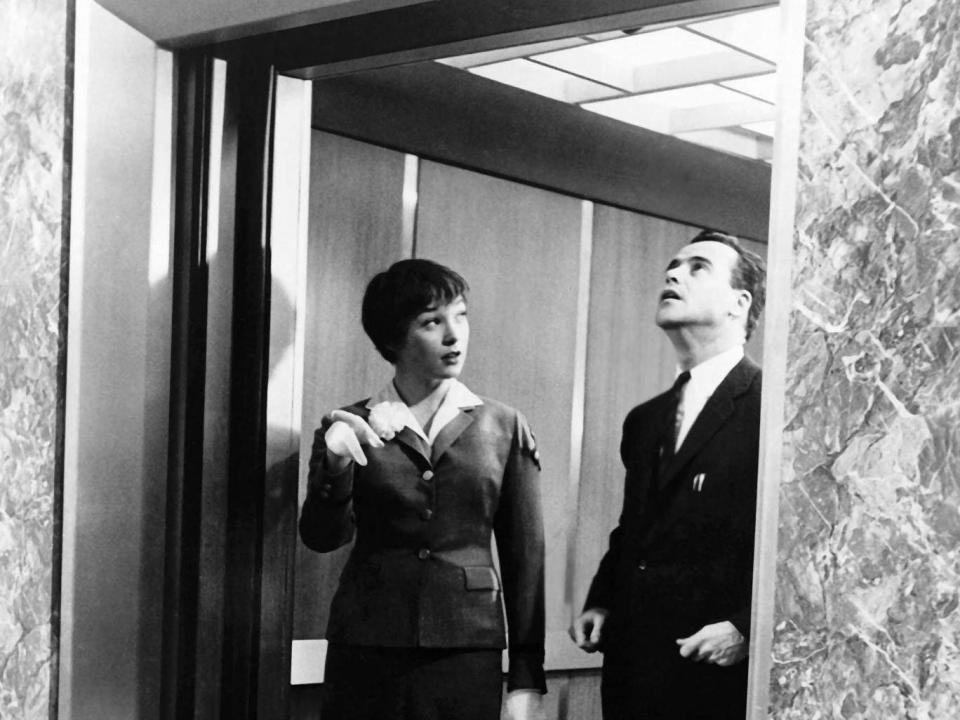 Shirley MacLaine and Jack Lemmon find love in an elevator in The Apartment (United Artists/Kobal/Rex)