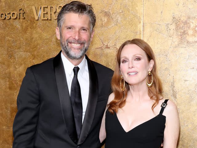 <p>Cindy Ord/Getty</p> Bart Freundlich and Julianne Moore attend the Clooney Foundation For Justice's "The Albies" on September 28, 2023 in New York City.