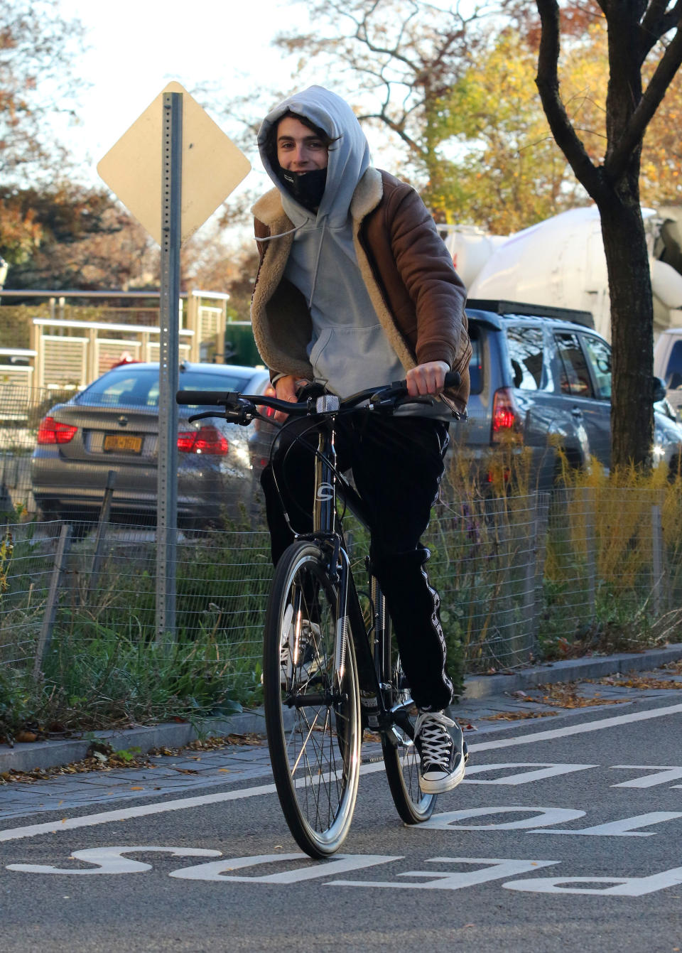 Timothée Chalamet on a bike ride in New York, November 14, 2020.